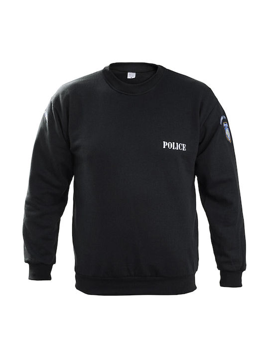 Hanorac Bumbac 100% Elastic și Broderie Poliției Negru Albastru
