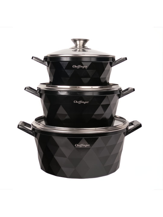 Cheffinger Diamant Kochgeschirr-Set aus Aluminiumguss mit Steinbeschichtung 3-tlg