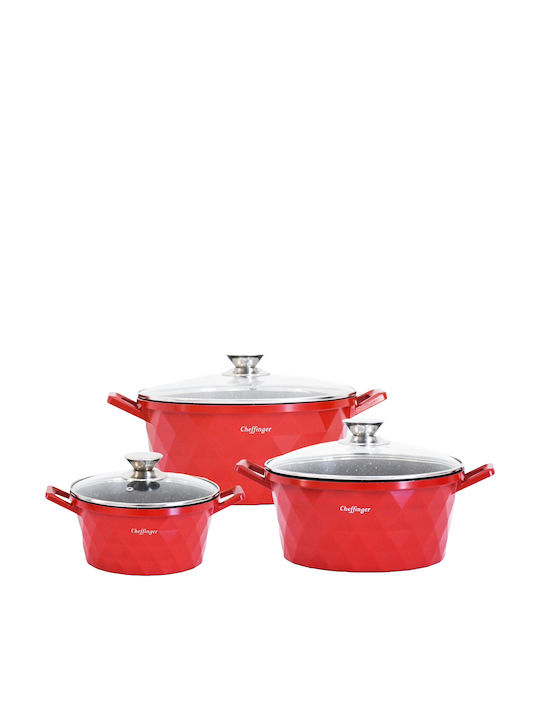 Cheffinger Diamant Kochgeschirr-Set aus Aluminiumguss mit Steinbeschichtung 3-tlg