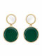 FantazyStores Earrings Made Of Gold Plated Green Steel