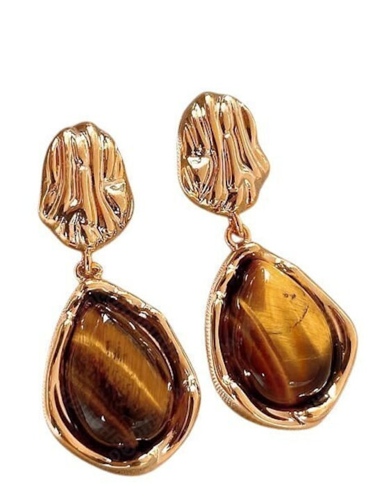 FantazyStores Earrings Made Of Gold Plated Steel Brown