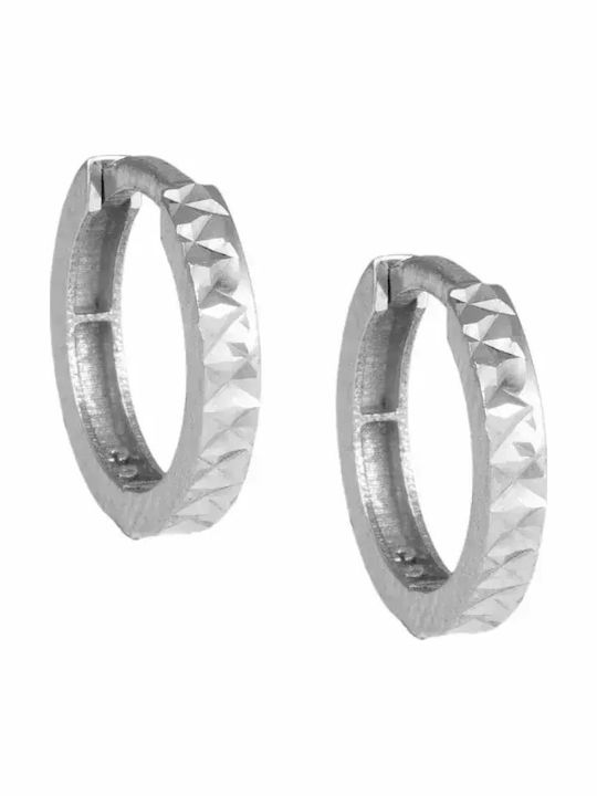 Earrings Hoops from White Gold 9K with Diamond