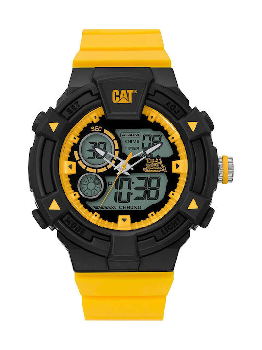 CAT Digital Men's Watch Chronograph Battery with Yellow Rubber Strap