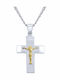 Verorama Male Cross with Crucified in Silver with Chain