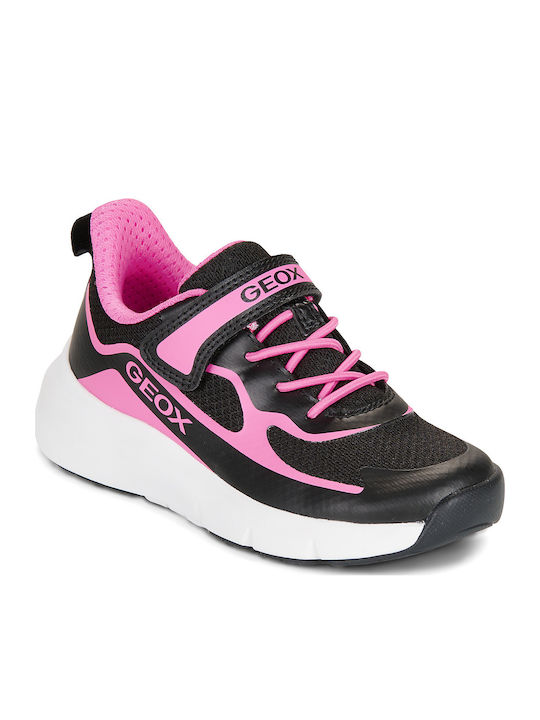 Geox Παιδικά Sneakers Ανατομικά με Σκρατς Μαύρα