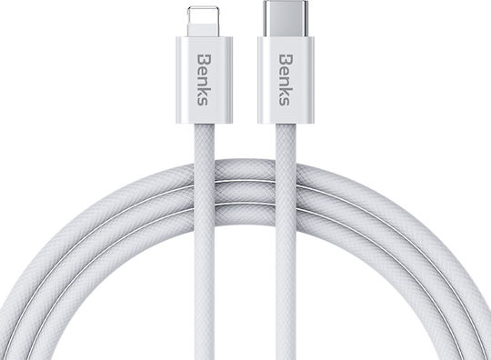 Benks Braided USB-C to Lightning Cable 27W Λευκό 2m