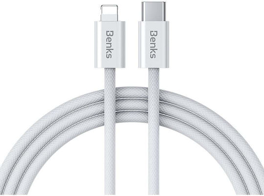Benks Geflochtenes USB-C zu Blitzkabel 27W Weiß 2m