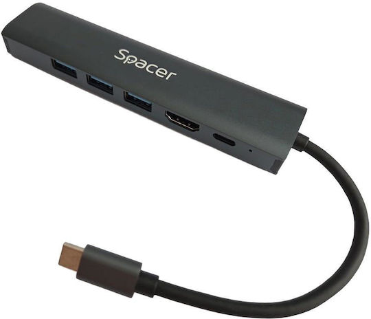 Spacer Hub 10 Θυρών USB 3.0 με σύνδεση USB-A / Ethernet Γκρι