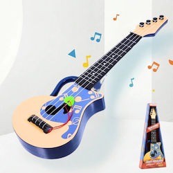 Chitară Jucărie Copii Ukulele 4 Corzi 45 Cm Instrument Muzical Educațional Cadou Băieți Fete Albastru-bej