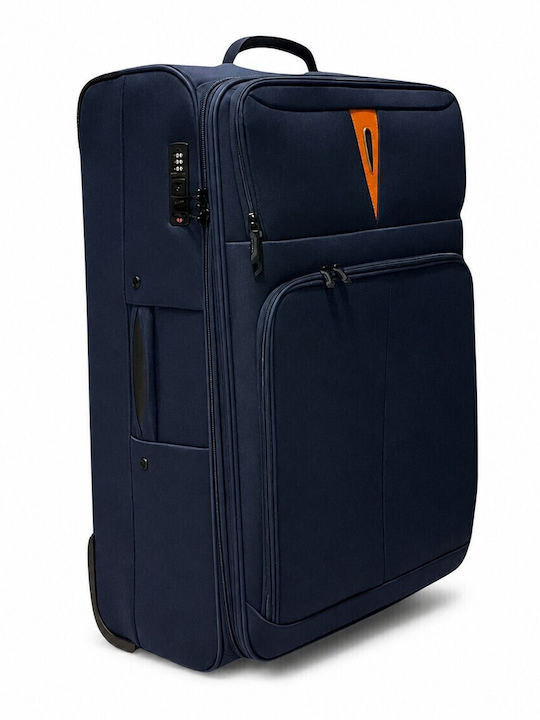 Diplomat Venice Large Fabric Blue Suitcase Height 75cm