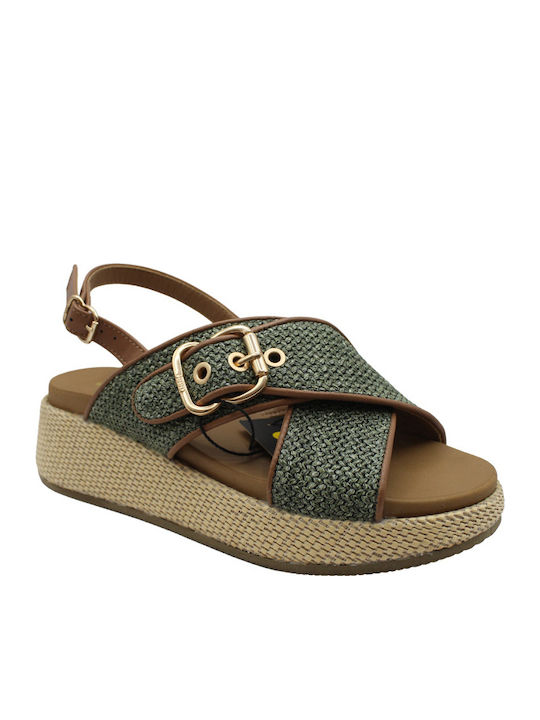 Jeep Footwear Sandale Casual Damă Flatforme Kaki
