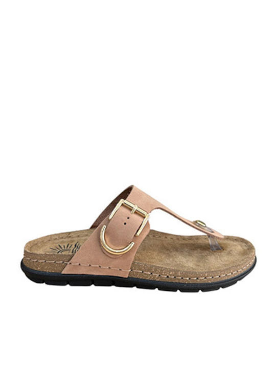 Leather Women's Flat Sandals Pink
