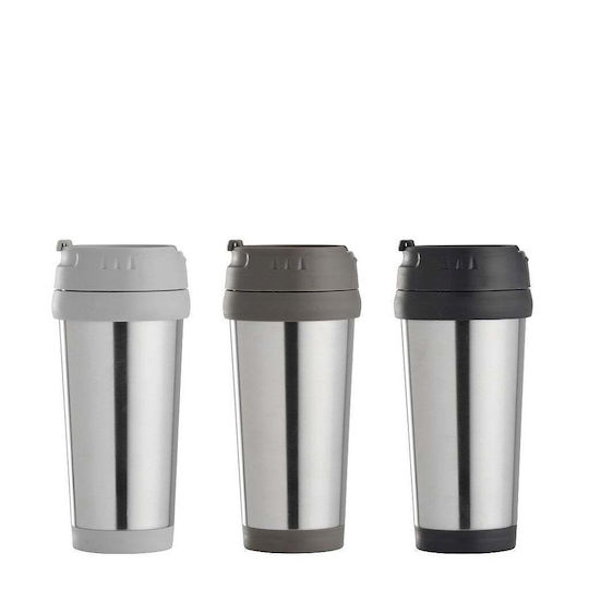 Espiel 12 бр Чаша с дръжка Термос Неръждаема стомана 450ml Ass. 450ml (4xсветлосив/4xтъмносив/4xчерен) с Сламка и Дръжка