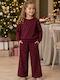 Kids Set with Pants Summer 2 Pieces Burgundy