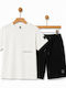 Kids Set with Shorts Summer 2 Pieces White/Black