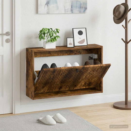 Ede Метален Черен Шкаф за Обувки с Накланящи се Рафтове Д71xШ17xВ43cm