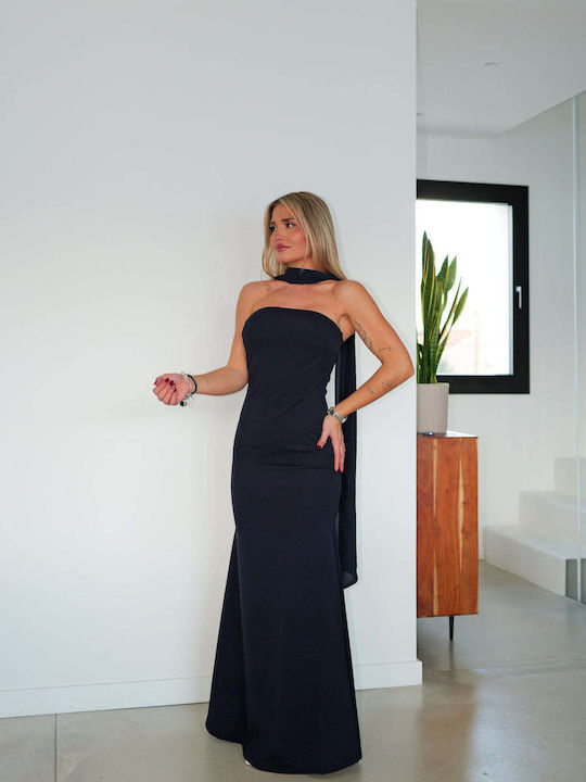 Summer Maxi Dress for Wedding Christening Strapless Black