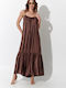 Sommer Maxi Slip Dress mit Rüschen Braun S262003-braun