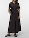 Summer Midi Shirt Dress Brown