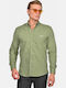 Long Sleeve Cotton Shirt in Regular Fit in Olive