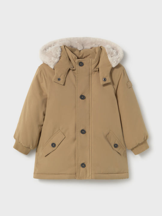 Mayoral Kids Parka Short with Lining & Hood Beige