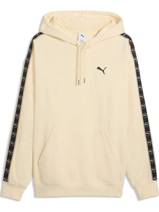 PUMA Tape Φούτερ Εκρού με Κουκούλα