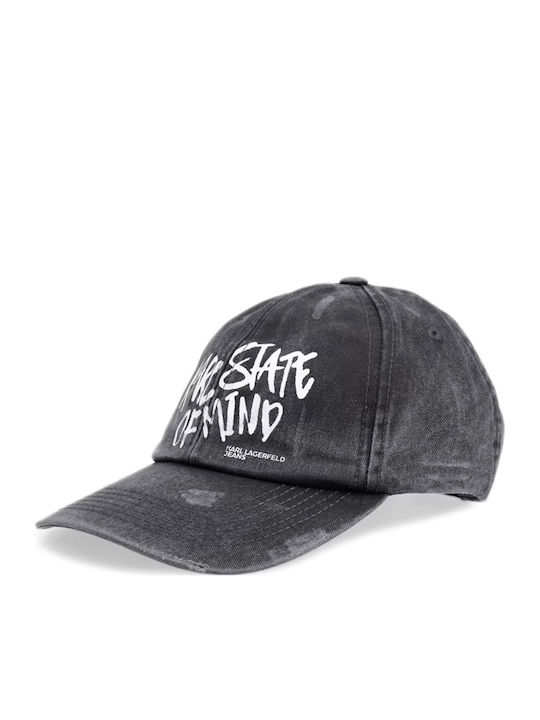 Karl Lagerfeld Washed Canvas Quote Baseball Cap Women Karl Lagerfeld White Black B3w33049-999