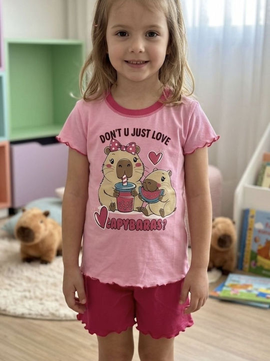 Tres Chic Детска пижама лятна розова