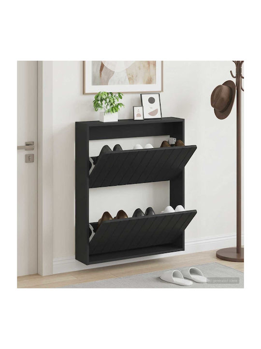 Zwolle Wooden Black Shoe Cabinet with Tilting S...