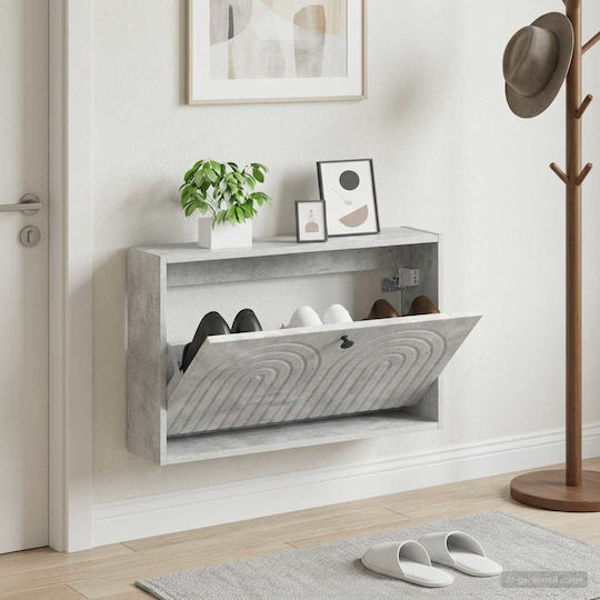 Alkmaar Метален Шкаф за Обувки Сив с Накланящи се Рафтове Д71xШ17xВ43cm