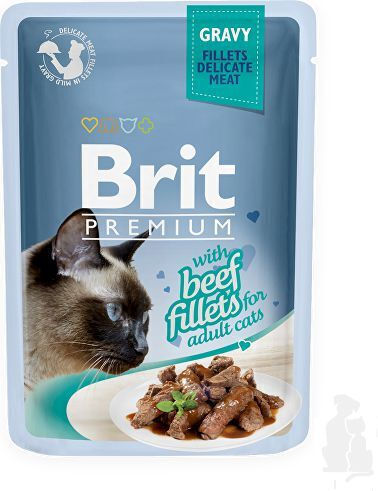 Brit Premium Wet Cat Food for Adult Cats with Beef and Meat 85gr