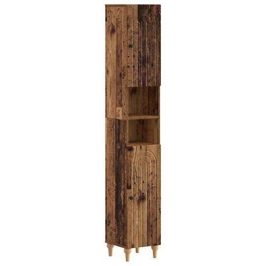 vidaXL Bathroom Floor Column Cabinet M30xD31xH190cm Black
