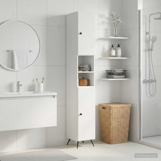 vidaXL Στήλη Μπάνιου Δαπέδου Μ30xΒ31xΥ190cm Λευκή
