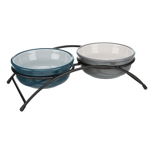 Trixie Keramik Futterautomat für Hund & Katze mit Gestell 250ml 13cm in Petrolblau Farbe