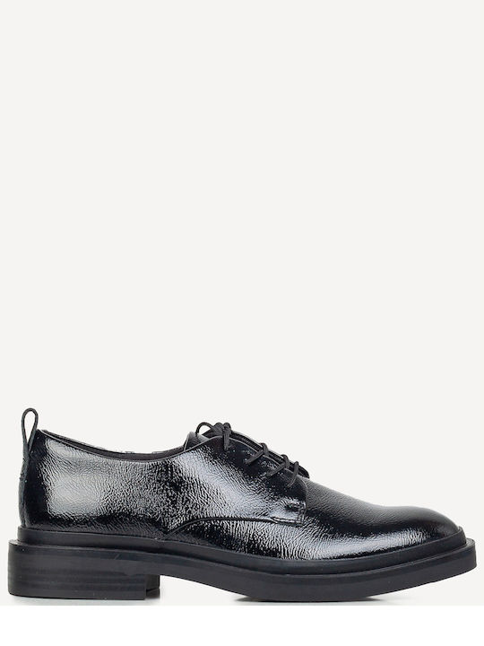 Lace Derby Oxford-uri Pentru Femei Din Piele În Culoare Neagră