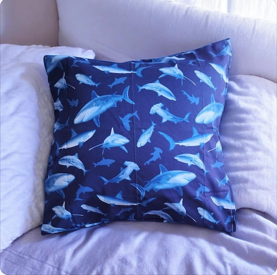 Oxygen Kids Decorative Pillow Case Blue Sharks Blue 45x45cm