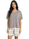 Secret Point Summer Women's Pyjama Set Mocca
