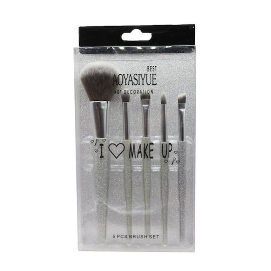 Professional Set with Make Up Brushes from Synthetic Bristle 5 Pieces
