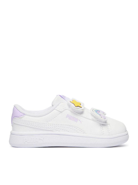 PUMA Smash 3.0 Παιδικά Sneakers με Σκρατς Λευκά