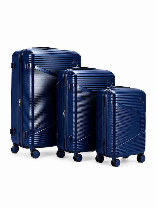 Felbags Hard Travel Suitcases Dark Blue Set of 3 Pcs