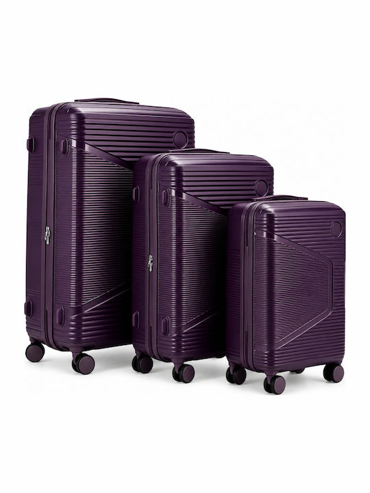 Felbags Suitcases Hard Dark Purple Set 3pcs