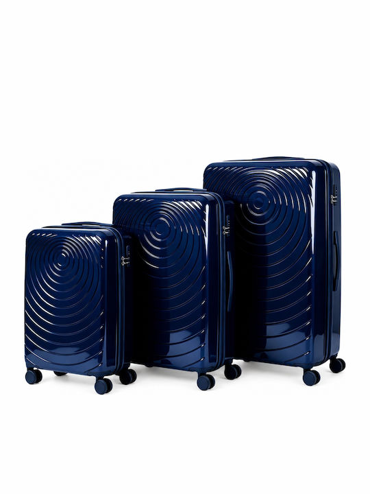 Felbags Suitcases Hard Navy Blue Set of 3 Pieces