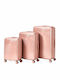 Felbags Suitcases Hard Pink-Gold Set 3 Pieces