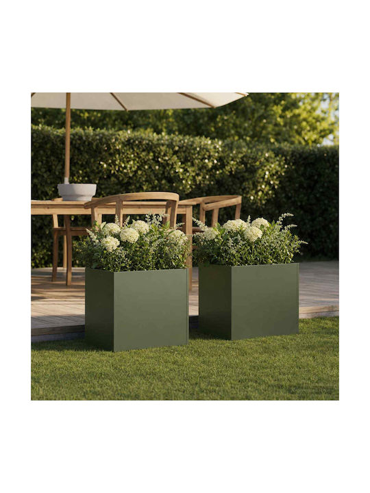 vidaXL Set 2 Ghivece Metalice Verde Măsliniu 20 cm