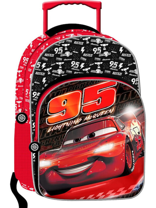 Cars School Trolley Bag For Elementary With Water Bottle Holder