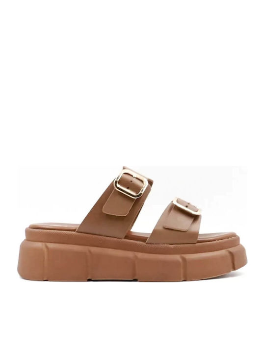 Sandale Casual Damă Flatforme Tabac Maro