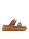 Sandale Casual Damă Flatforme Tabac Maro