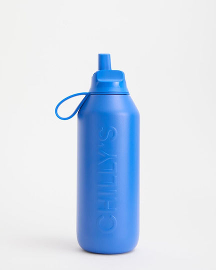 Chilly's Series 3 Flip Бутилка Термос Неръждаема стомана BPA Free 500ml Pacific Blue с Сламка, Мундщук, Примка и Дръжка