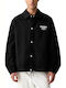 Long Sleeve Cotton Overshirt In Regular Fit White-Black