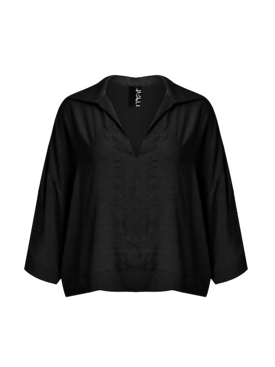 Mat Fashion Γυναικεία Μπλούζα Σατέν με Μανίκι 3...